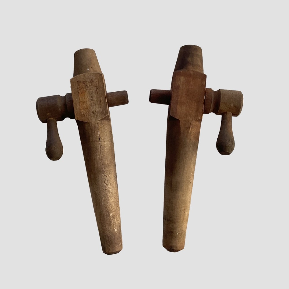 2 Large Antique Wood Bottle Jug Stoppers - Great for farm house decor!